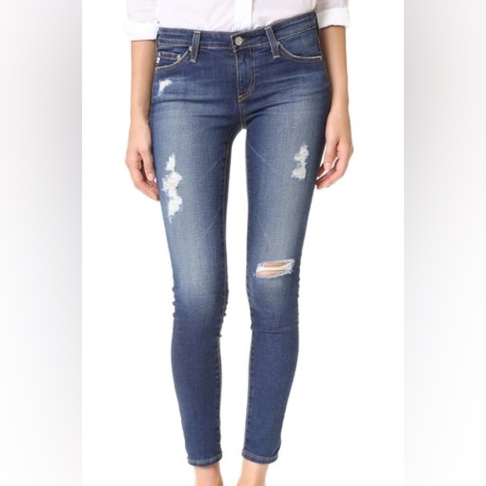 AG Adriano Goldschmied Distressed Legging Ankle Super Skinny Jeans (Size 28R)
